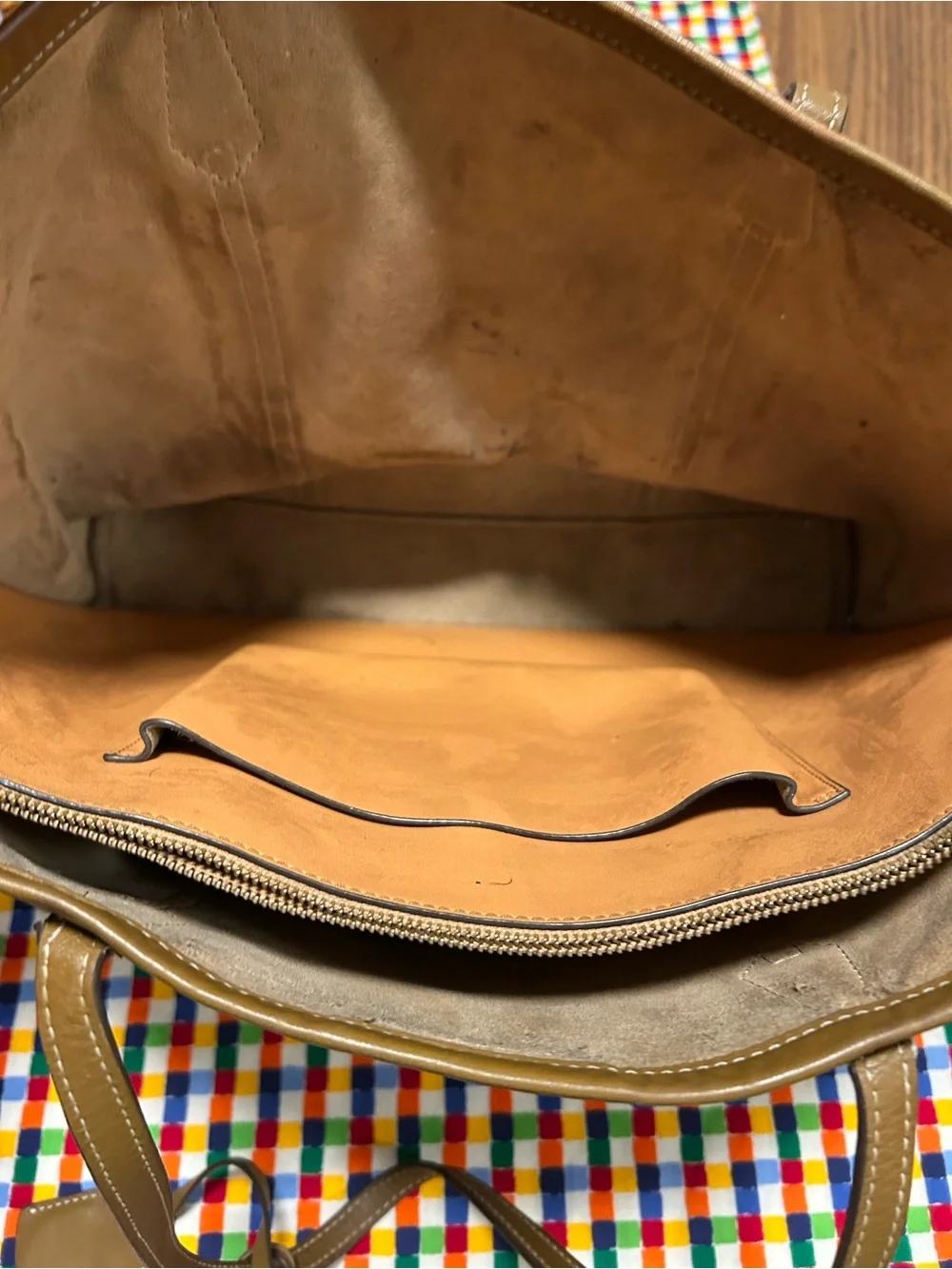 Tory Burch Tan/Beige Canvas Logo Triple-Compartment Perry Tote